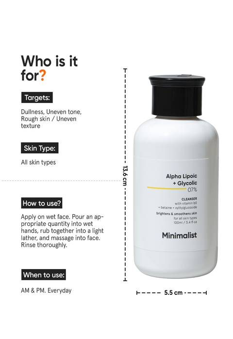 Minimalist Alpha Lipoic + Glycolic 7% Cleanser 100 ml