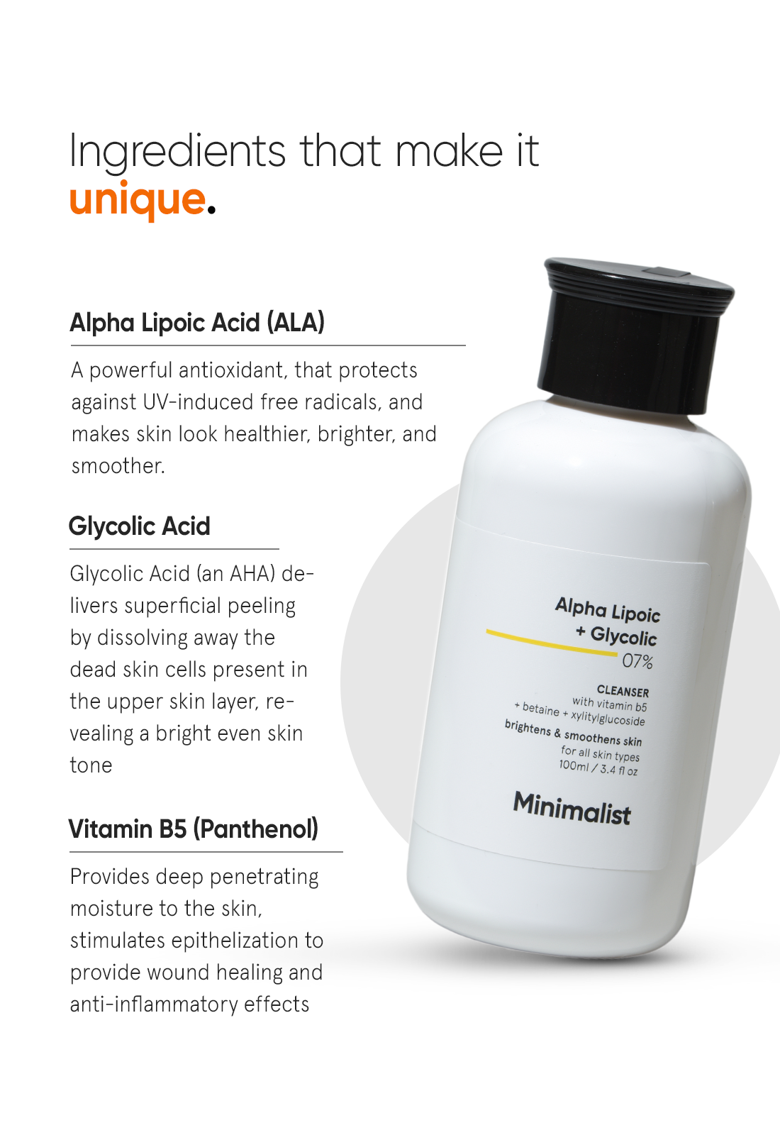 Alpha Lipoic + Glycolic 07% Cleanser for Making Dull Skin Look 