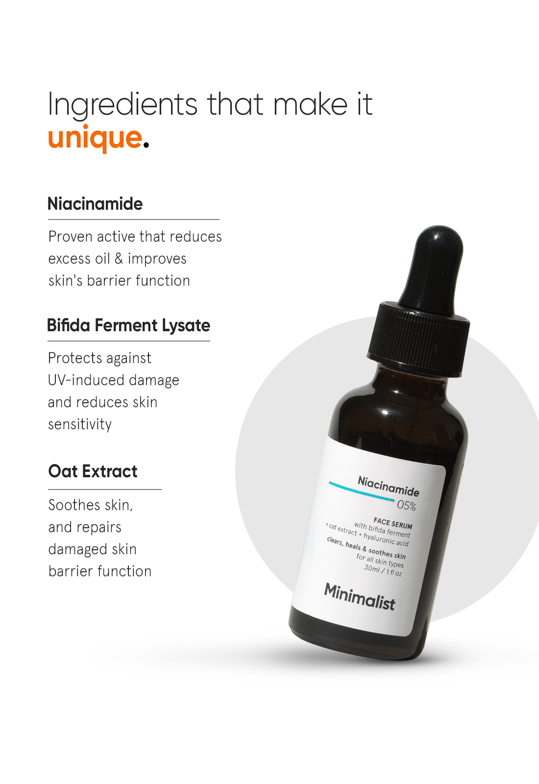 Niacinamide 5 for Clear Skin Evens Skin Tone Repairs Face Serum with Vitamin B3 Hyaluronic Acid 1 for Dry Sensitive Skin Minimalist