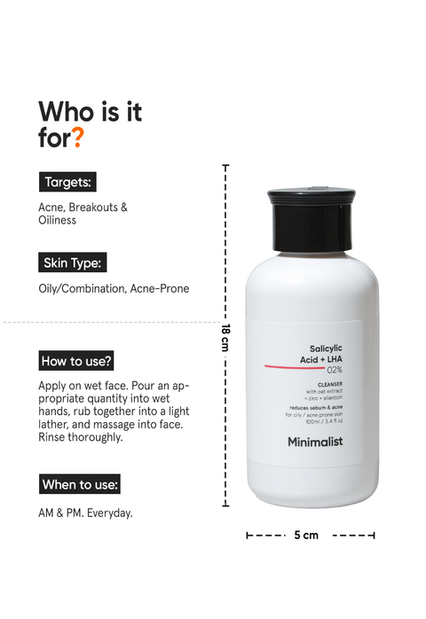 Minimalist Salicylic Acid + LHA 2% Face Cleanser 100 ml